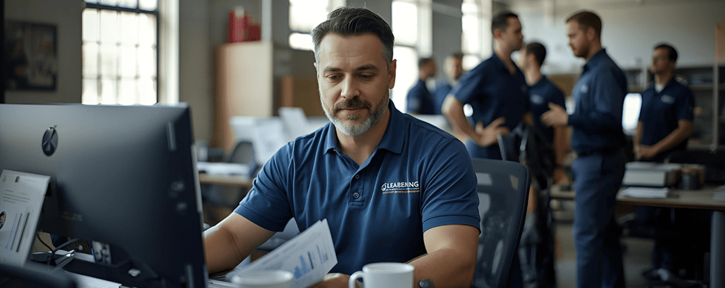 Focused technician reviewing performance data at work